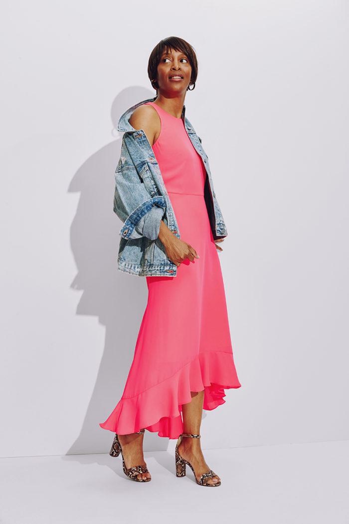 banana republic factory hot pink maxidress